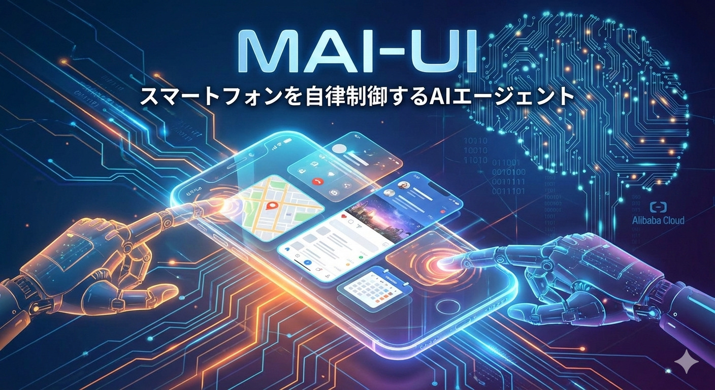 アリババの通義ラボが開発した自律型AIエージェント「MAI-UI」を徹底解説。スマートフォンやPCの画面を「見て、考えて、操作する」次世代マルチモーダルAIの画期的な機能、料金体系、具体的な活用実例を網羅しました。アプリ操作の完全自動化がもたらす、2026年最新のAIトレンドを先取りしましょう。