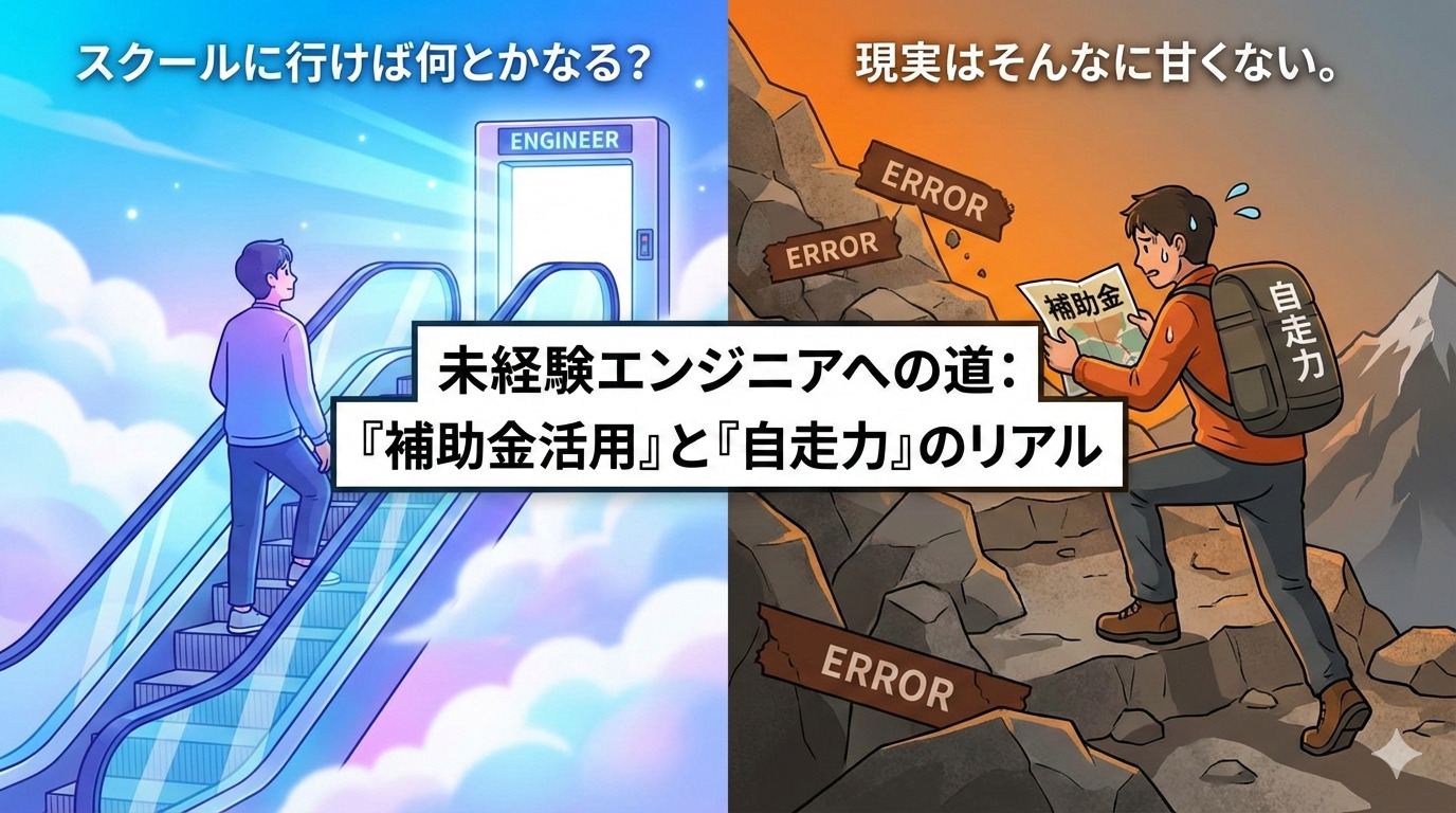 プログラミングスクール,未経験エンジニア,エンジニア転職,専門実践教育訓練給付金,リスキリング支援事業,無料プログラミングスクール,自走力,エンジニアのリアル,キャリアチェンジ,IT業界転職
